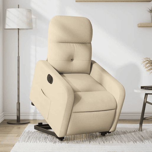 Poltrona reclinável - Poltrona relax elétrica tecido cor creme