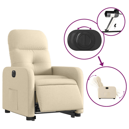 Poltrona reclinável - Poltrona relax elétrica tecido cor creme