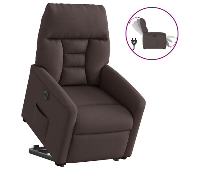 Sillón eléctrico reclinable elevable - sillón relax de tela marrón oscuro