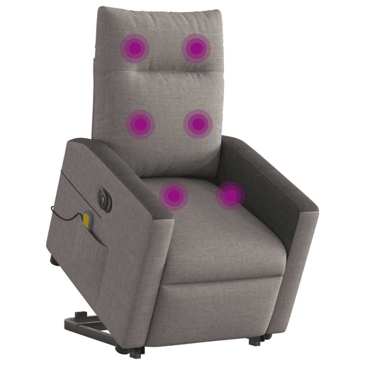 Poltrona elétrica elevatória massagens - Poltrona relax tecido cinza-acastanhado