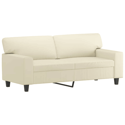 Sofá 2 lugares, Sofá fixo + almofadas decorativas 140cm couro artif. creme Sofá 2 lugares, Sofá fixo + almofadas decorativas 140cm couro artif. creme
