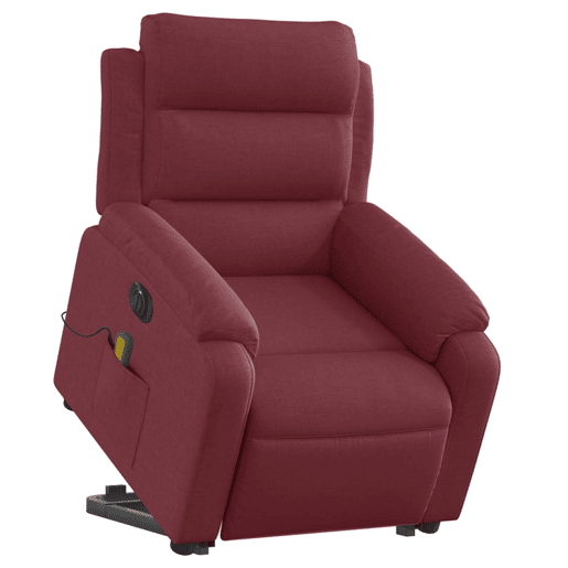 Poltrona elevatória de massagens elétrica - Poltrona relax tecido vermelho tinto