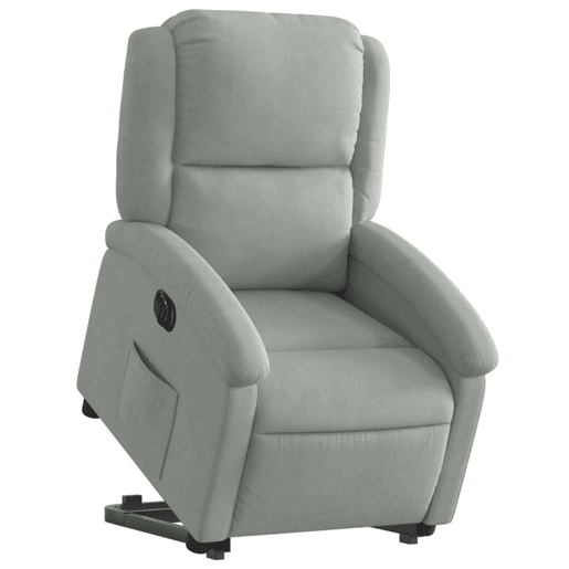 Poltrona reclinável - Poltrona relax elétrica veludo cinzento-claro