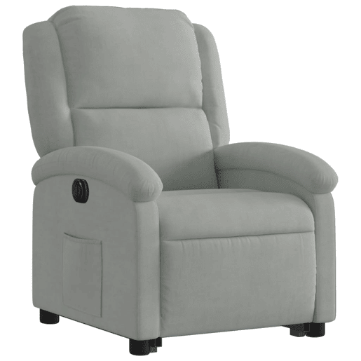 Poltrona reclinável - Poltrona relax elétrica veludo cinzento-claro