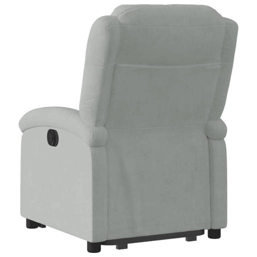 Poltrona reclinável - Poltrona relax elétrica veludo cinzento-claro