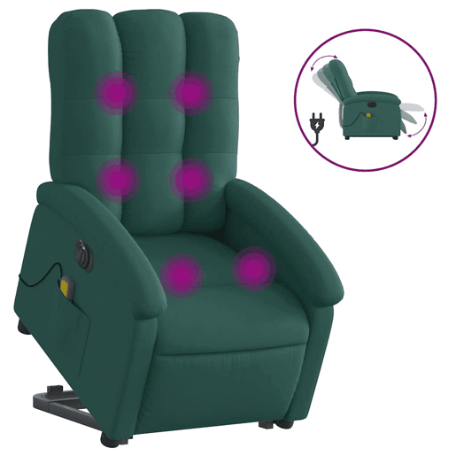 Poltrona elétrica massagens - Poltrona relax tecido verde-escuro