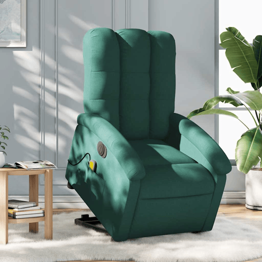 Poltrona elétrica massagens - Poltrona relax tecido verde-escuro