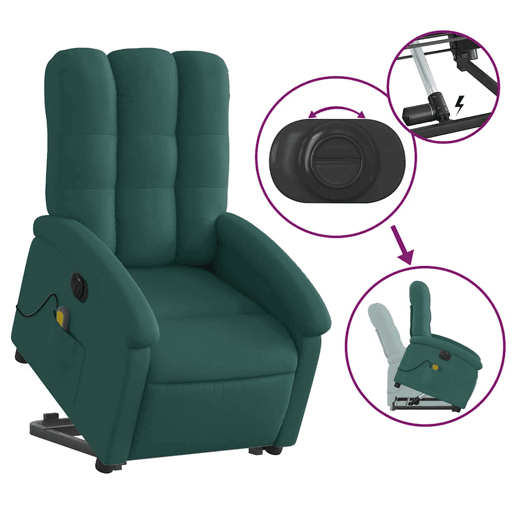 Poltrona elétrica massagens - Poltrona relax tecido verde-escuro