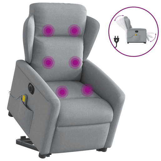 Poltrona elétrica reclinável massagens - Poltrona relax tecido cinzento-claro