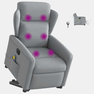 Poltrona elétrica reclinável massagens - Poltrona relax tecido cinzento-claro