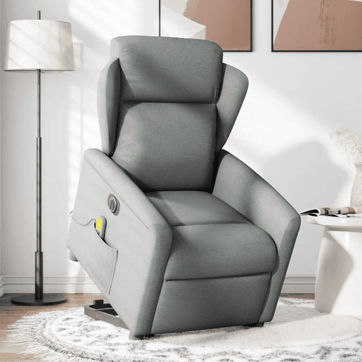 Poltrona elétrica reclinável massagens - Poltrona relax tecido cinzento-claro