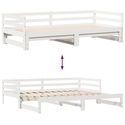 Sofá-cama, Sofá conversível c gavetas 90x200cm madeira de pinho maciça branco