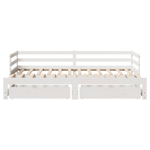 Sofá-cama, Sofá conversível c gavetas 90x200cm madeira de pinho maciça branco