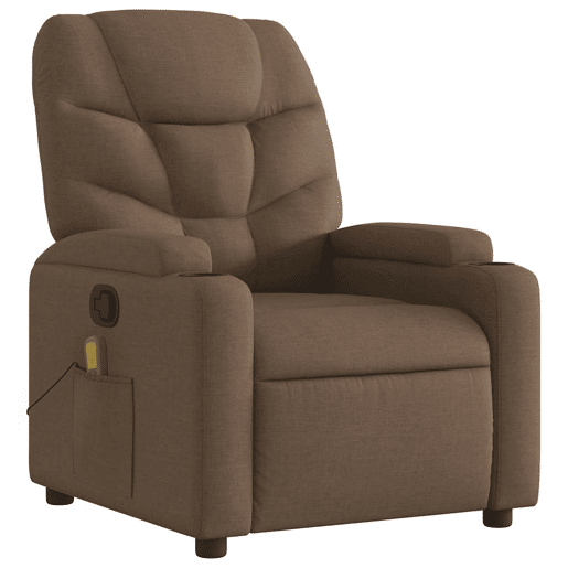 Poltrona de massagens reclinável - Poltrona relax tecido castanho