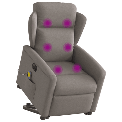 Poltrona elétrica elevatória massagens - Poltrona relax tecido cinza-acastanhado