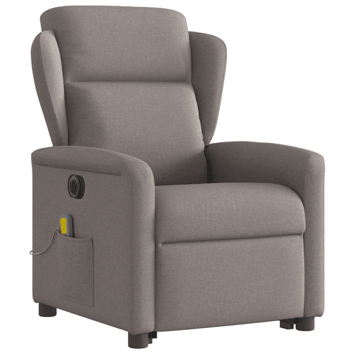 Poltrona elétrica elevatória massagens - Poltrona relax tecido cinza-acastanhado