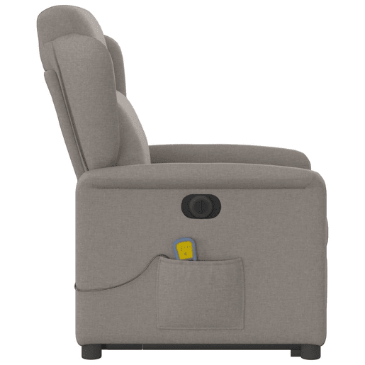 Poltrona elétrica elevatória massagens - Poltrona relax tecido cinza-acastanhado