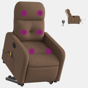 Poltrona elétrica elevatória massagens - Poltrona relax tecido castanho