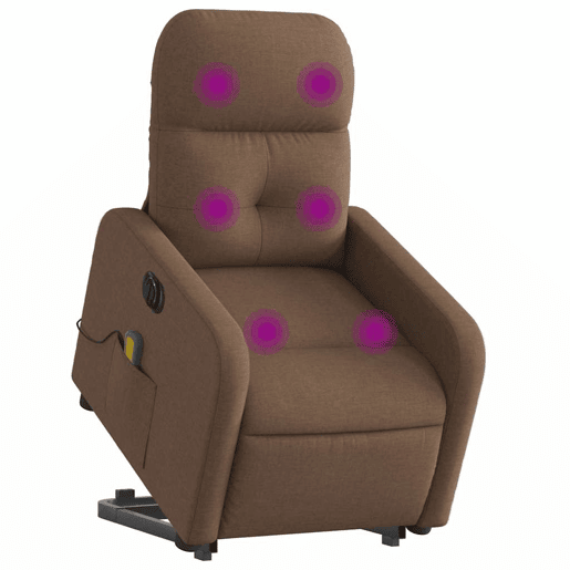 Poltrona elétrica elevatória massagens - Poltrona relax tecido castanho