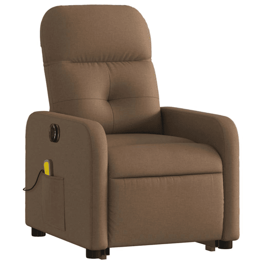 Poltrona elétrica elevatória massagens - Poltrona relax tecido castanho
