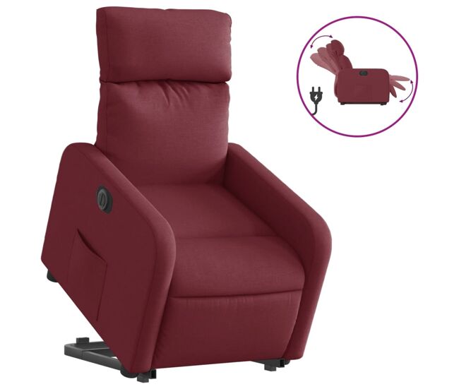 Sillón eléctrico reclinable elevable - sillón relax de tela rojo tinto