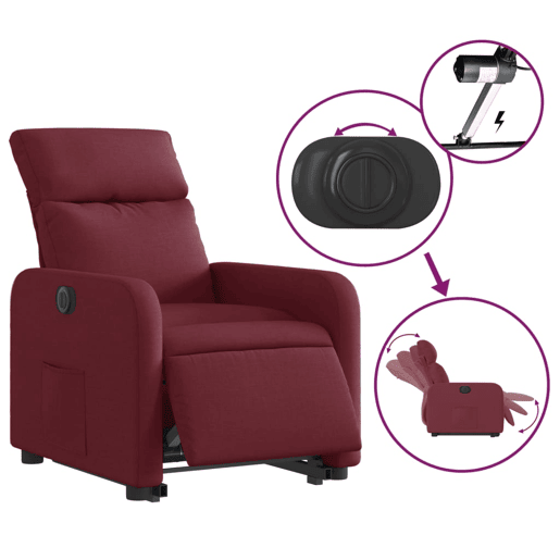 Poltrona reclinável - Poltrona relax elétrica tecido vermelho-tinto