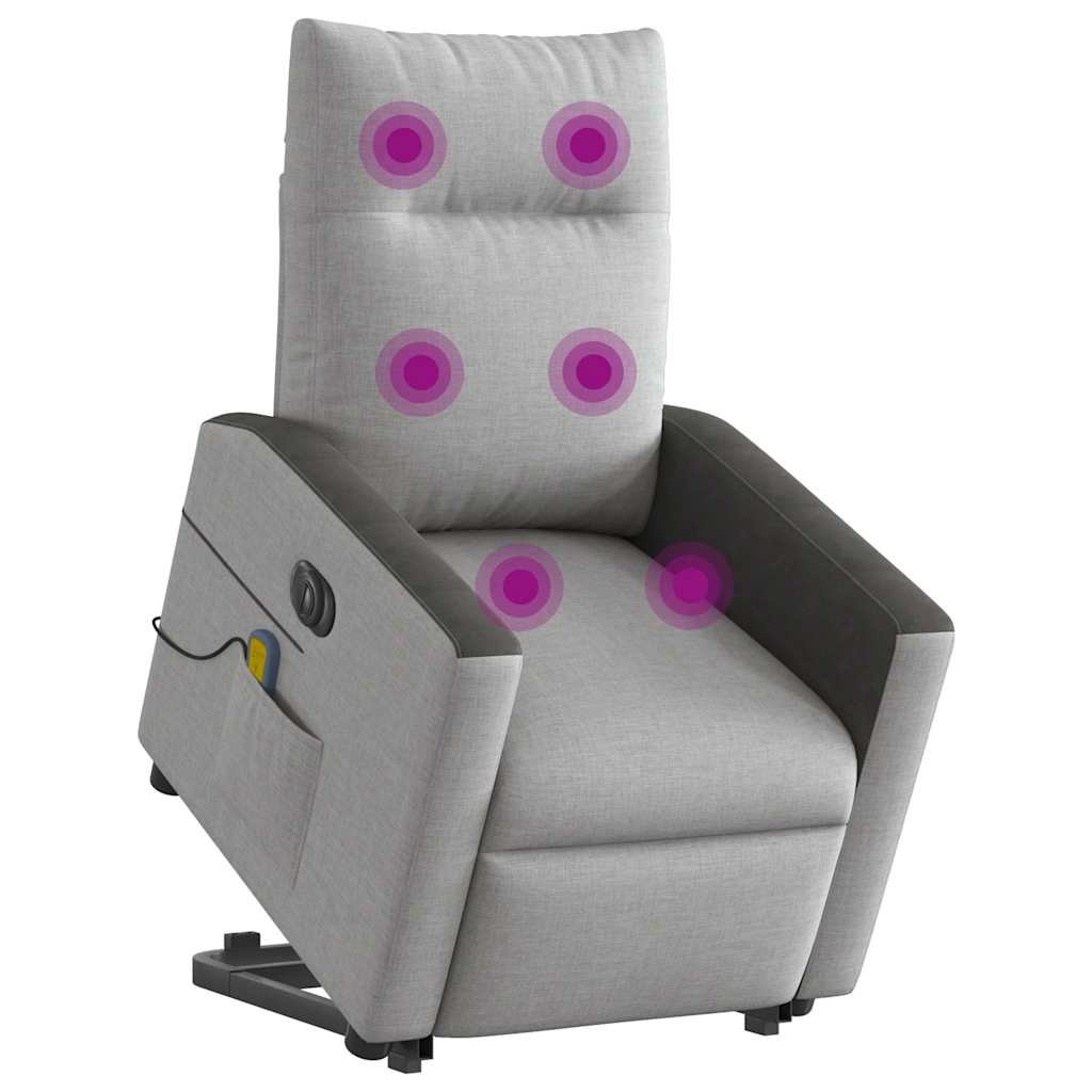 Sillón de masaje eléctrico reclinable - sillón relax elevable tela gris nube