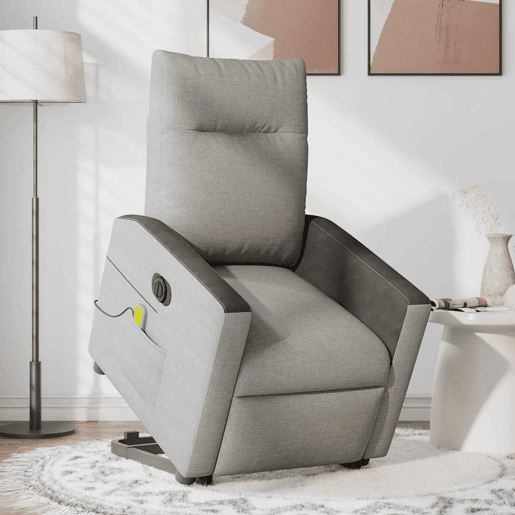 Poltrona elétrica elevatória massagens - Poltrona relax tecido cinzento-nublado