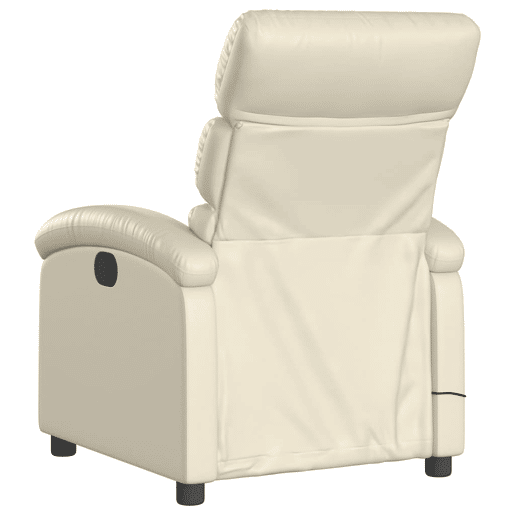 Poltrona massagens reclinável - Poltrona relax elétrica couro artificial creme