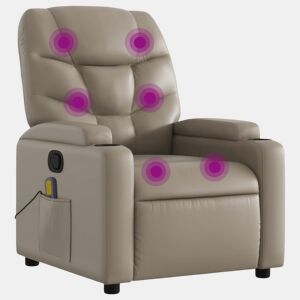 Poltrona de massagens reclinável - Poltrona relax couro artificial cappuccino