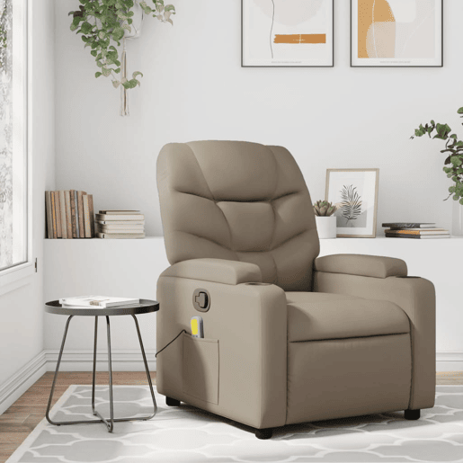 Poltrona de massagens reclinável - Poltrona relax couro artificial cappuccino