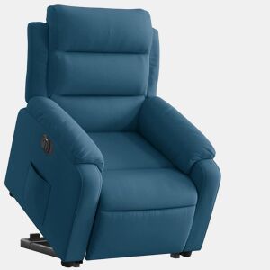 Poltrona reclinável - Poltrona relax elétrica veludo azul