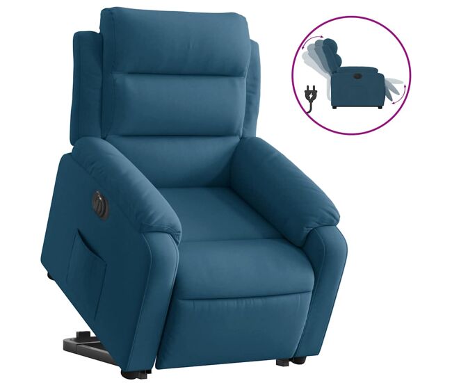 Sillón eléctrico reclinable elevable - sillón relax de terciopelo azul