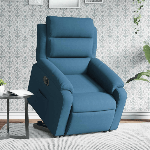Poltrona reclinável - Poltrona relax elétrica veludo azul Poltrona reclinável - Poltrona relax elétrica veludo azul