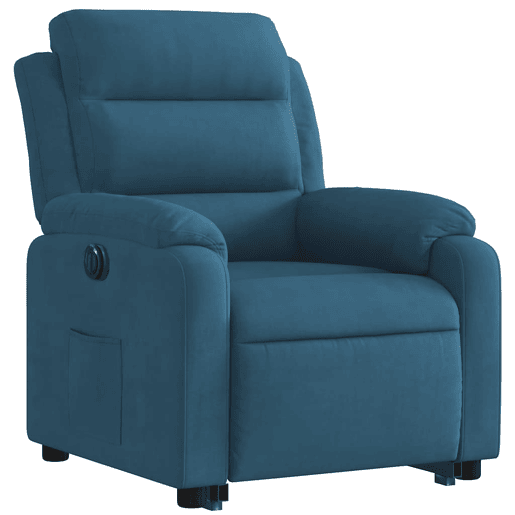Poltrona reclinável - Poltrona relax elétrica veludo azul Poltrona reclinável - Poltrona relax elétrica veludo azul