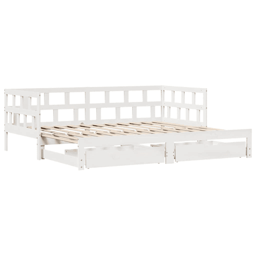 Sofá-cama, Sofá conversível com gavetão e gavetas sem colchão 90x190 cm branco