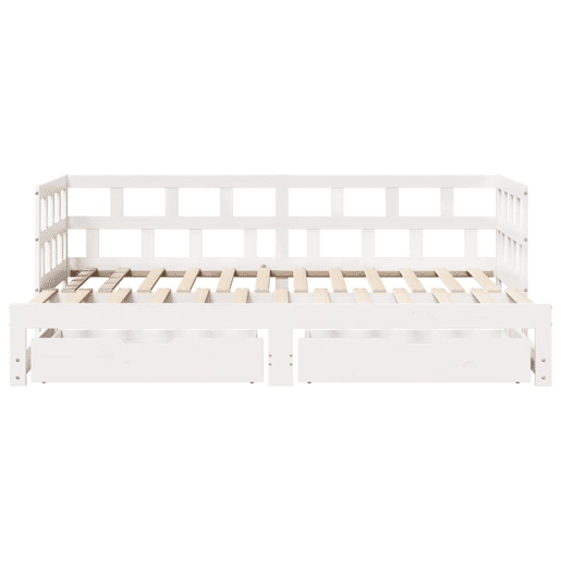 Sofá-cama, Sofá conversível com gavetão e gavetas sem colchão 90x190 cm branco