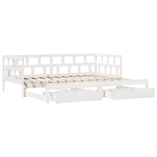 Sofá-cama, Sofá conversível com gavetão e gavetas sem colchão 90x190 cm branco