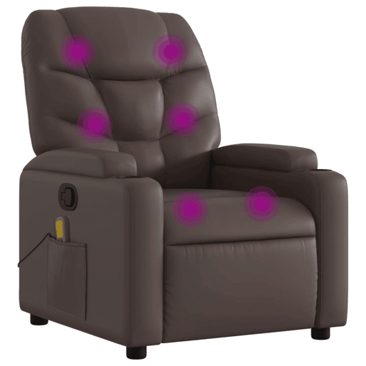 Poltrona de massagens reclinável - Poltrona relax couro artificial castanho