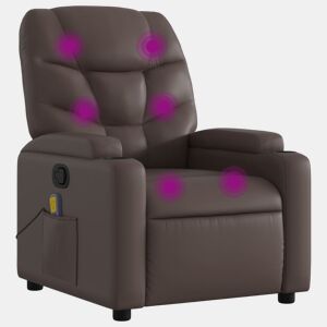 Poltrona de massagens reclinável - Poltrona relax couro artificial castanho