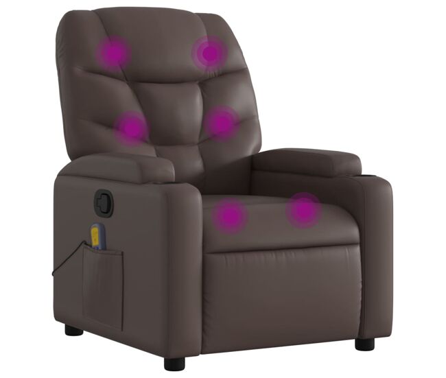 Sillón de masaje reclinable - sillón relax cuero sintético marrón