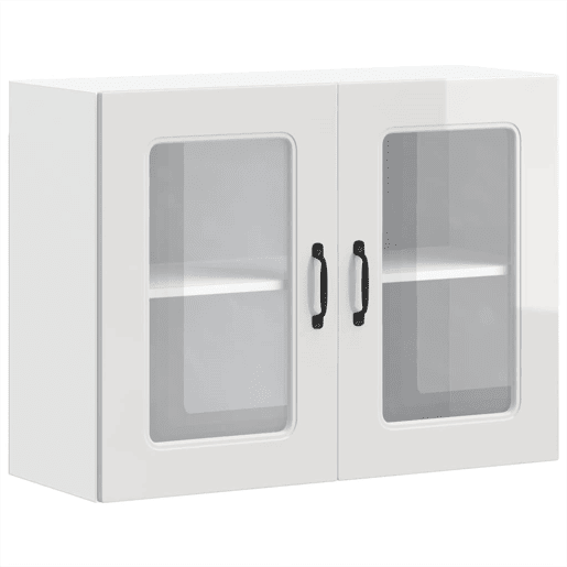 Armário parede de cozinha - Cozinha modular porta vidro branco alto brilho
