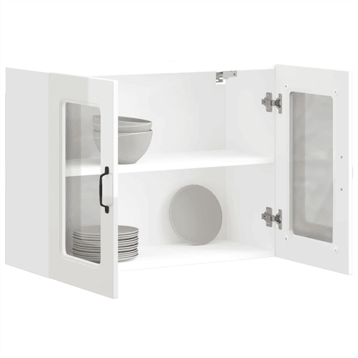 Armário parede de cozinha - Cozinha modular porta vidro branco alto brilho