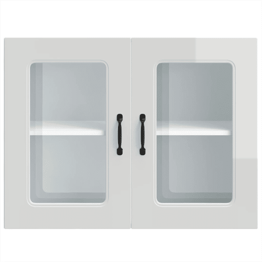 Armário parede de cozinha - Cozinha modular porta vidro branco alto brilho
