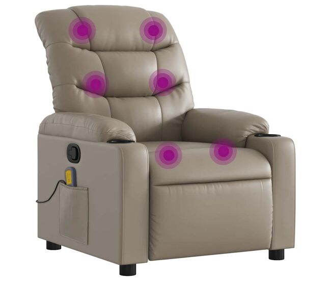 Sillón de masaje reclinable - sillón relax cuero sintético color capuchino
