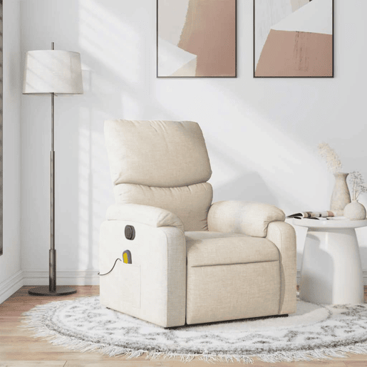 Poltrona de massagens reclinável - Poltrona relax tecido cor creme