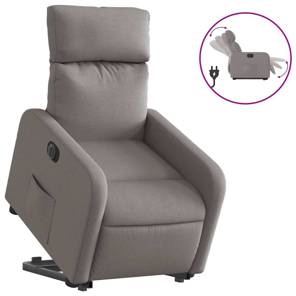 Sillón eléctrico reclinable elevable - sillón relax de tela gris taupe