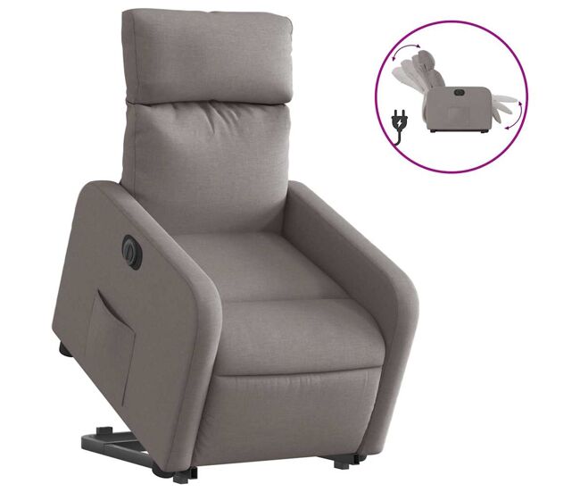 Sillón eléctrico reclinable elevable - sillón relax de tela gris taupe