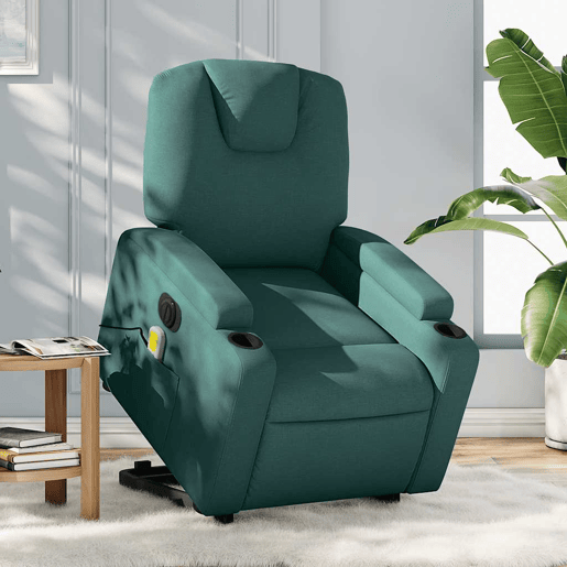 Poltrona elétrica massagens - Poltrona relax tecido verde-escuro