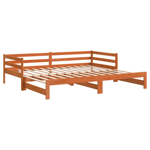 Sofá-cama, Sofá conversível com gavetão 90x200 cm madeira de pinho castanho cera